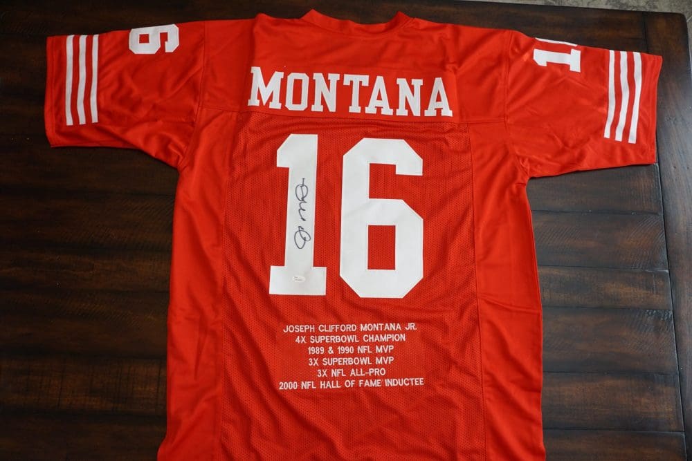 Joe Montana San Francisco 49ers Autographed Mitchell & Ness Red Authentic  Jersey